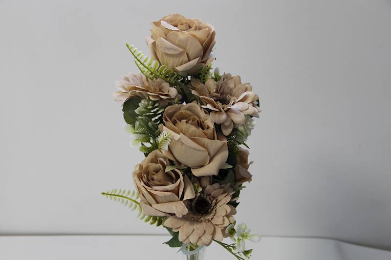 BUKIET RÓŻA GERBERA X 9 • ,;: DELICATE BROWN 3164A