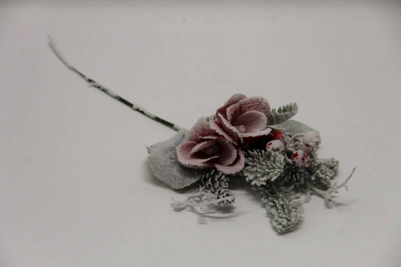 PIK/GAŁĄZKA MAGNOLIA CZERWONA ŚNIEG 38 CM