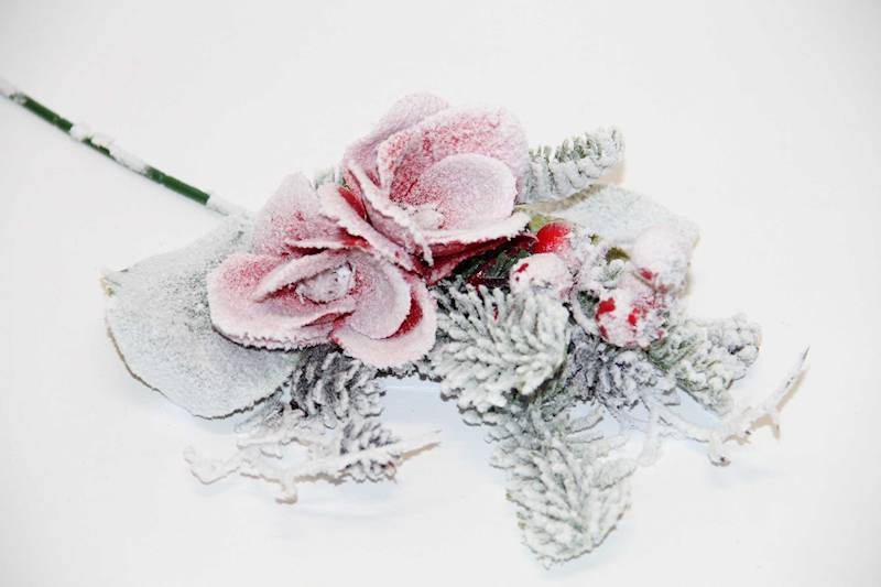 PIK/GAŁĄZKA MAGNOLIA CZERWONA ŚNIEG 38 CM