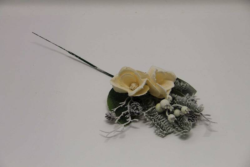 PIK/GAŁĄZKA MAGNOLIA KREMOWA ŚNIEG 38 CM