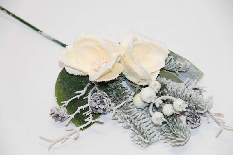 PIK/GAŁĄZKA MAGNOLIA KREMOWA ŚNIEG 38 CM