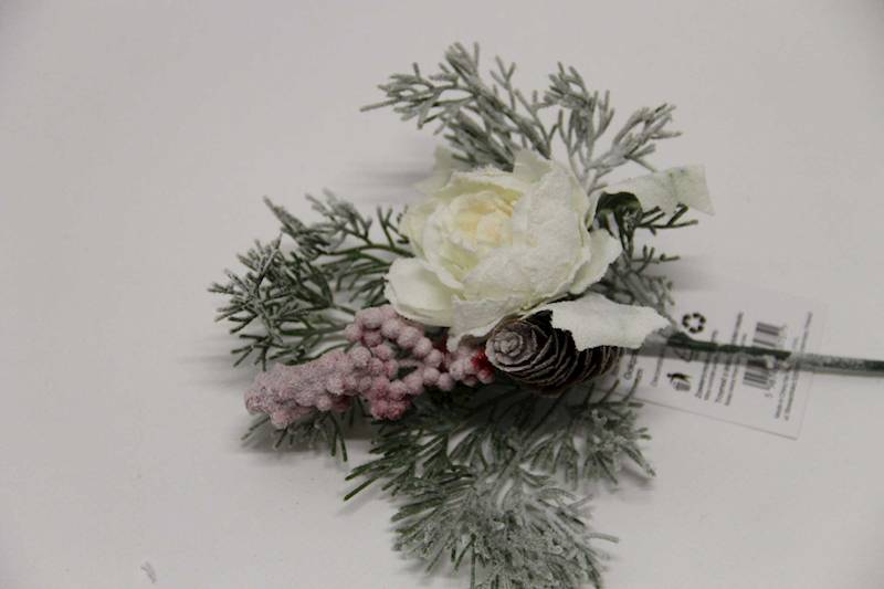 PIK/GAŁĄZKA PIWONIA JARZĘBINKA SZYSZKA BIAŁA ŚNIEG 30 CM