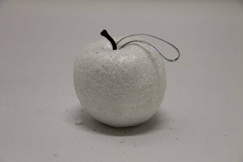 JABŁUSZKO Z ZAWIESZKĄ 6 SZT WHITE GLITTER