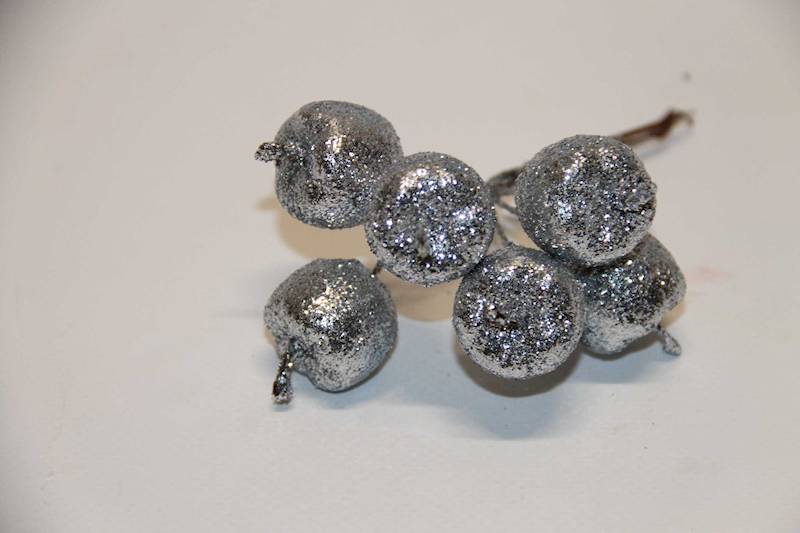 JABŁUSZKO SILVER GLITTER 1 WIĄZKA/6 SZT.