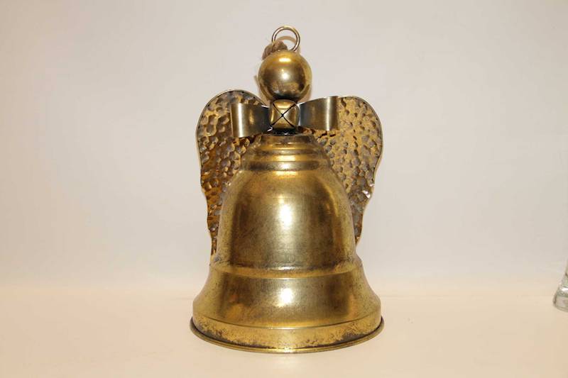 DZWON ANIOŁ METALOWY ZŁOTY NA SZNURKU  23X38