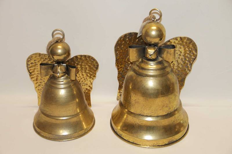 DZWON ANIOŁ METALOWY ZŁOTY NA SZNURKU  23X38