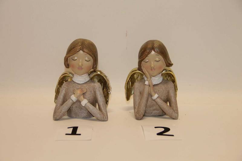 ANIOŁEK  POPIERSIE SZARE UBRANKO ZŁOTE SKRZYDEŁKA 8,5X6X11,5