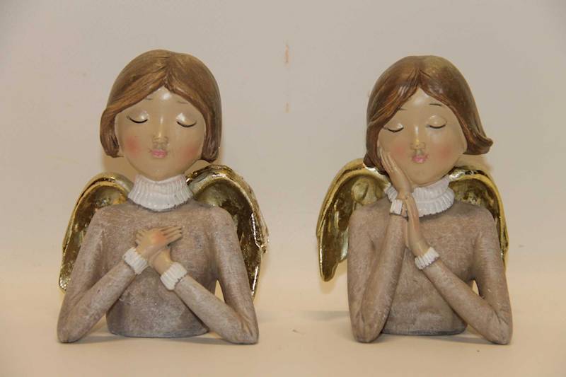 ANIOŁEK  POPIERSIE SZARE UBRANKO ZŁOTE SKRZYDEŁKA 8,5X6X11,5