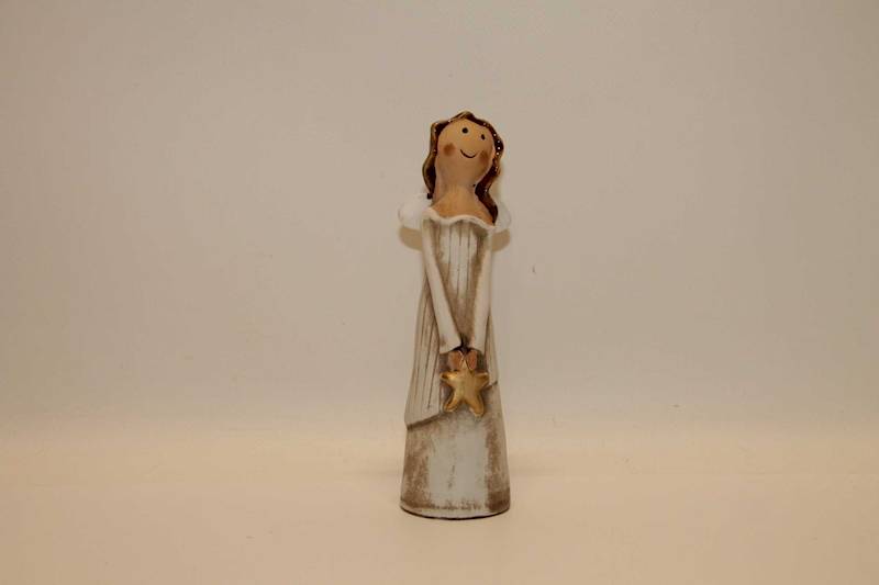 ANIOŁEK DZIEWCZYNKA BEŻOWA Z GWIAZDKĄ I SERCEM 17*5*5