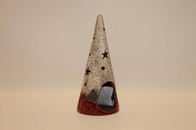 ŚWIECZNIK STOŻEK Z GWIAZDKAMI NA TEELIGHT 19*8 CM