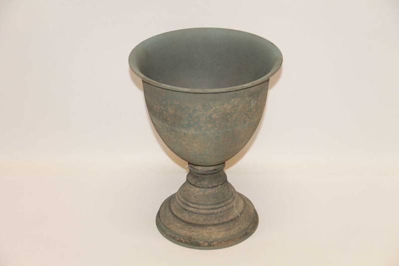 OSŁONKA KIELICH METALOWY TURKUSOWY PRZECIERANY D26X20,5 OKRĄGŁA PODSTAWA