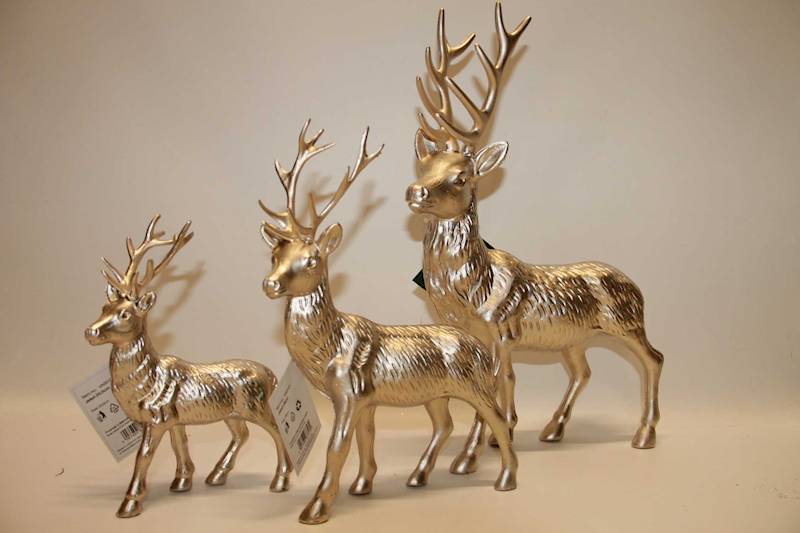 JELEŃ MALOWANY DUŻY ZŁOTY H 39,5 CM