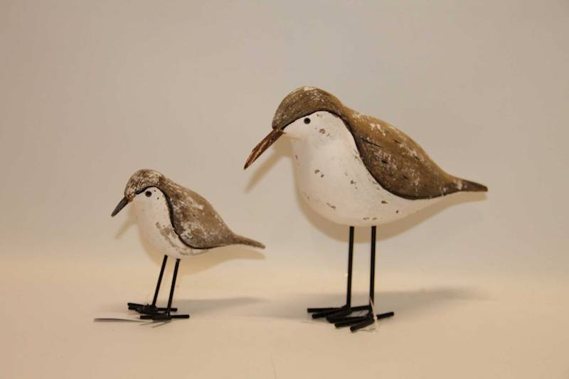 PTASZEK CERAMICZNY NA METALOWYCH NÓŻKACH BRĄZOWO-KREMOWY PRZECIERANY 21*7,5*17