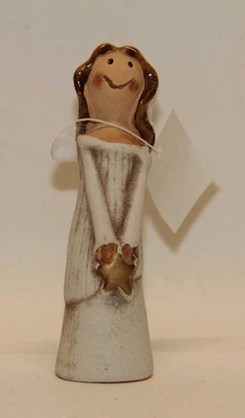 ANIOŁEK DZIEWCZYNKA BEŻOWA Z GWIAZDKĄ I SERCEM S/2 3,4*3,3*9,9