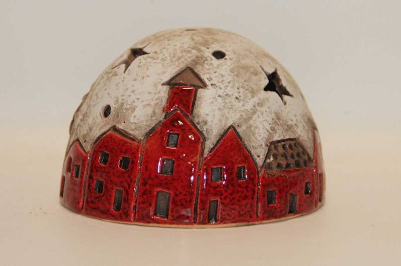 ŚWIECZNIK OKRĄGŁY W KSZTAŁCIE KULI Z GWIAZDKAMI NA TEELIGHT 12*8