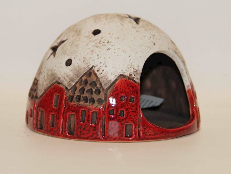 ŚWIECZNIK OKRĄGŁY W KSZTAŁCIE KULI Z GWIAZDKAMI NA TEELIGHT 12*8