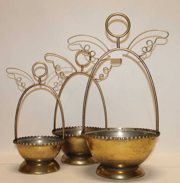 MISY ANIOŁKI METALOWE, ZŁOTE S/3  25*13,5*53; 21,5*11,*43; 17,5*10,5*37 