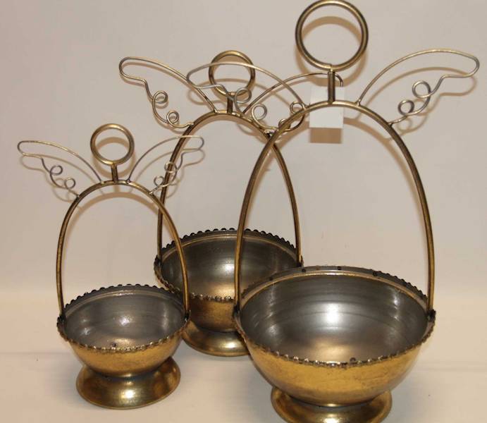 MISY ANIOŁKI METALOWE, ZŁOTE S/3  25*13,5*53; 21,5*11,*43; 17,5*10,5*37 