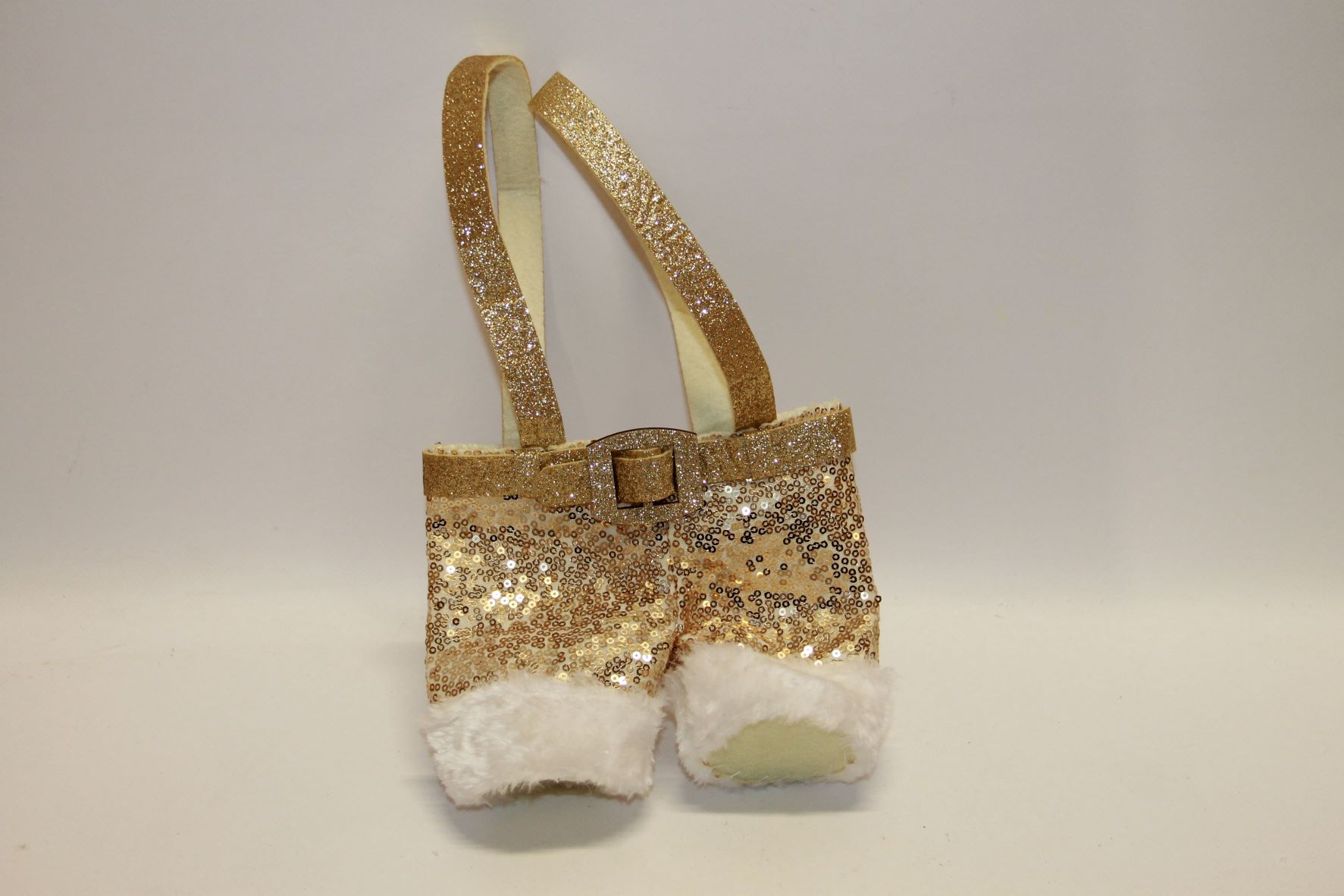 SPODENKI MIKOŁAJA Z FUTERKIEM ZŁOTE - TOREBKA NA PREZENT- 