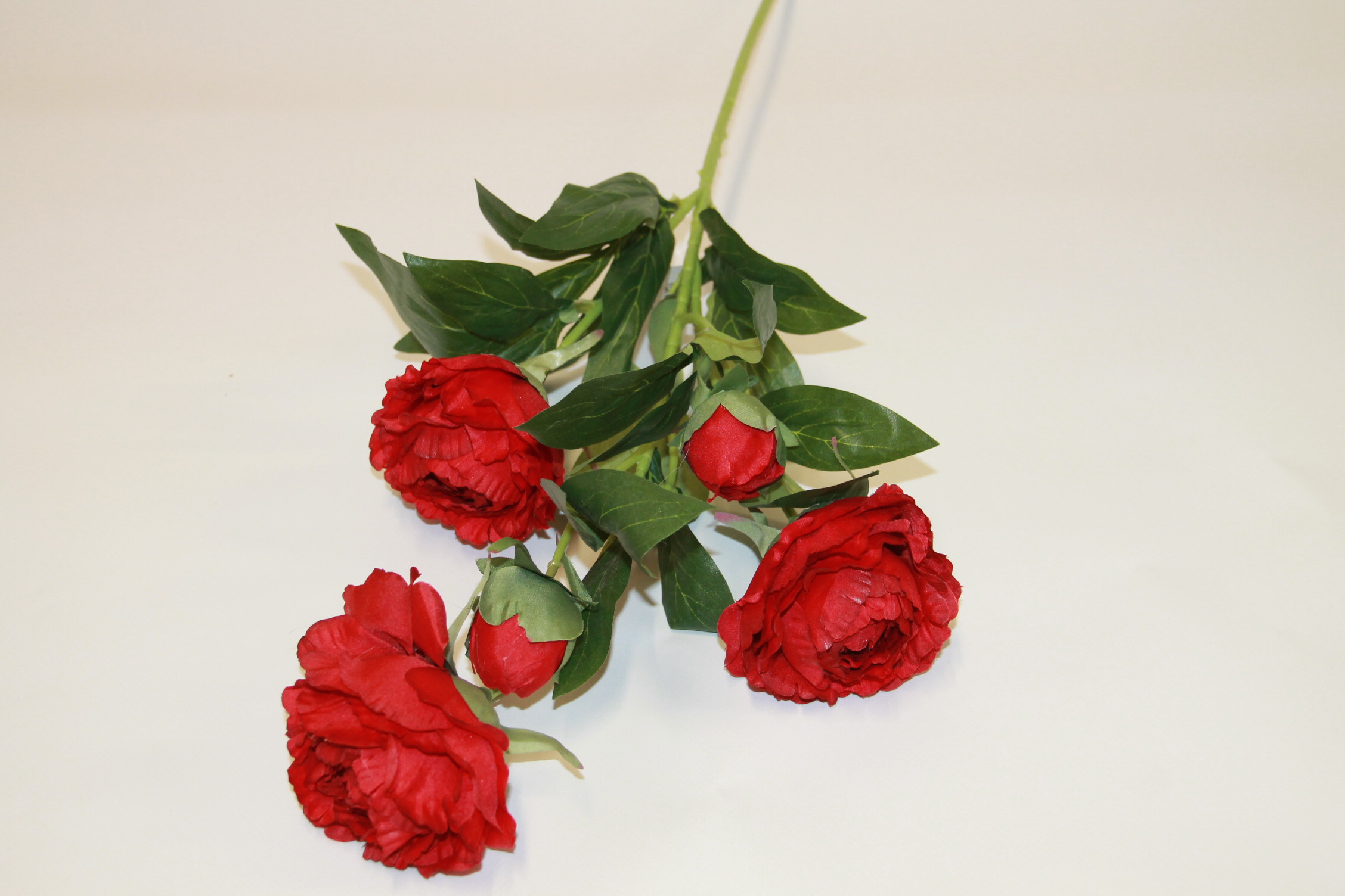 PEONIA GAŁĄZKA 3 KWIATY+2 PĄKI • ,;: #1643 RED