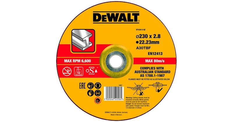 DW/DT43913-QZ TARCZA DO CIĘCIA METALU 230MM X 3.0MM