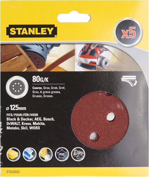 STA32032-XJ  KRĄŻKI ŚCIERNE 8 OTWORÓW NA RZEP 125MM, 5X80