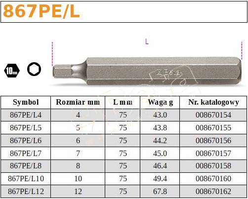 BE/867PE/L4 BIT 10MM HEX 4 DŁUGI