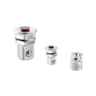F/467.ADAPT10-19 ZESTAW 3 ADAPTERÓW NA KLUCZ Z GRZECHOTKĄ 10MM I 19MM