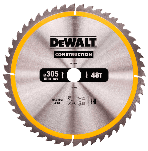 DW/DT1959-QZ TARCZA 305X30MM 48T DO PILAREK RĘCZNYCH /DREWNO, BUDOWLANA/
