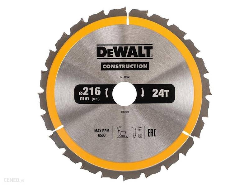 DW/DT1952-QZ TARCZA  DO CIĘCIA DREWNA 216X30MM 24T DO PILAREK STACJONARNYCH 