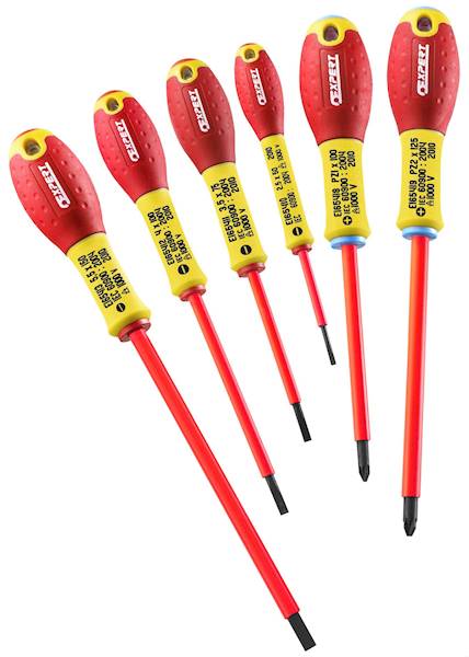 E160911 ZESTAW WKRĘTAKÓW IZOLOWANYCH 100V 6 SZTUK, PŁASKIE+POZDRIV