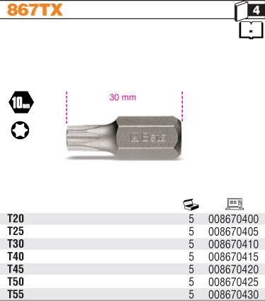 BE/867TX/40 BIT 10MM TORX T40