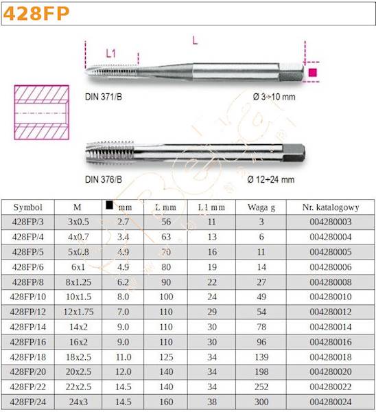 BE/428FP/10 GWINTOWNIK MASZYNOWY PRZELOTOWY HSS M10