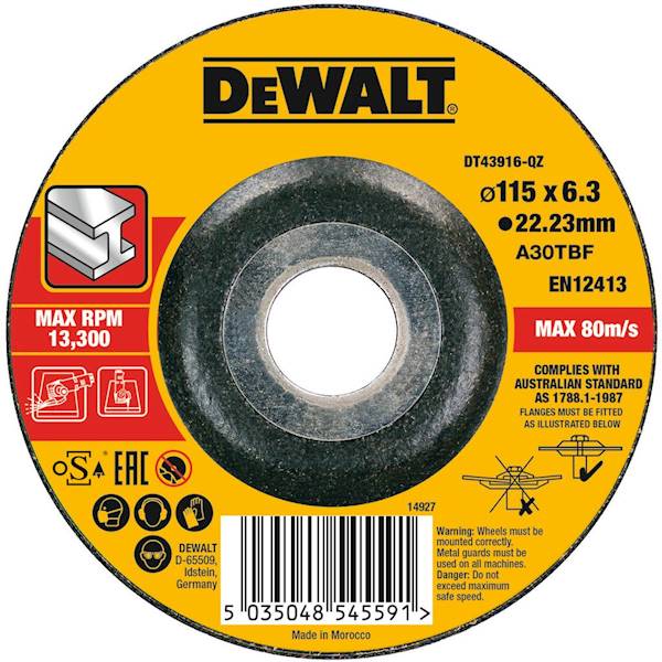 DW/DT43916-QZ TARCZA DO SZLIFOWANIA 115X6,0MM METAL