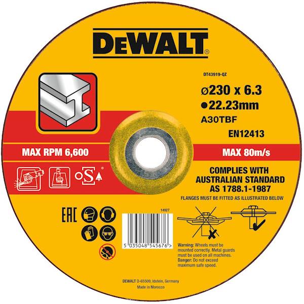 DW/DT43919-QZ TARCZA DO SZLIFOWANIA 230X6,0MM METAL