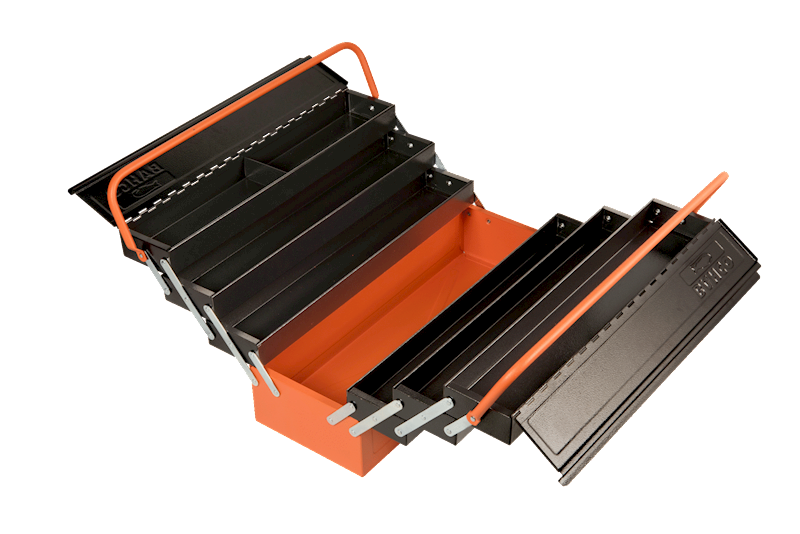 METALLIC BOX-7 TRAYS BLK-ORANG