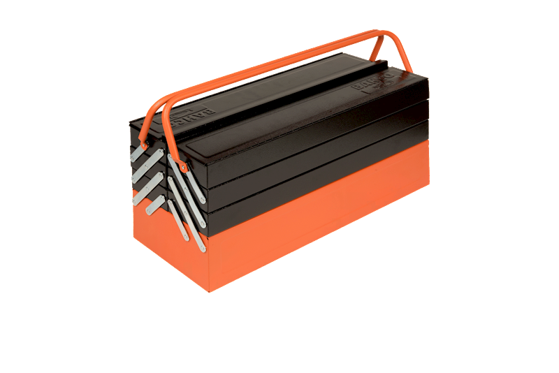 METALLIC BOX-7 TRAYS BLK-ORANG