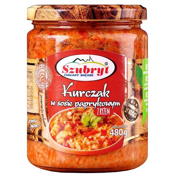 Kurczak w sosie paprykowym z ryżem 480 g Szubryt