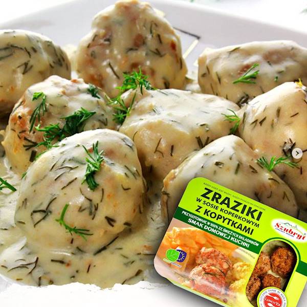 Zraziki w sosie koperkowym z kopytkami 420 g Szubryt