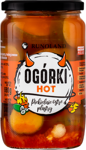 Ogórki Hot plastry 680g/340g Runoland