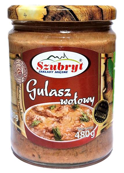 Gulasz wołowy w słoiku 480 g Szubryt