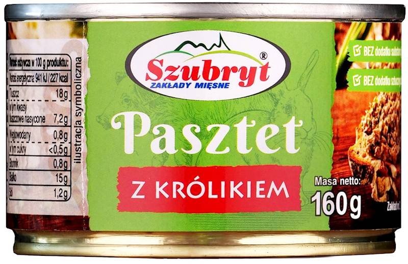 Pasztet KRÓLIK puszka 160 g Szubryt
