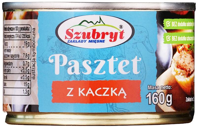 Pasztet z KACZKĄ puszka 160 g Szubryt