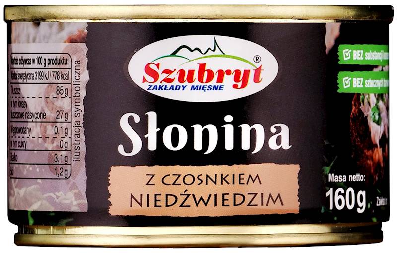 Słonina z czosnkiem niedzwiedzim puszka 160 g Szubryt