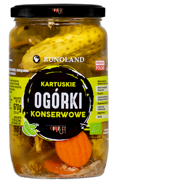 Ogórki konserwowe KARTUSKIE 670 g Runoland tradycja