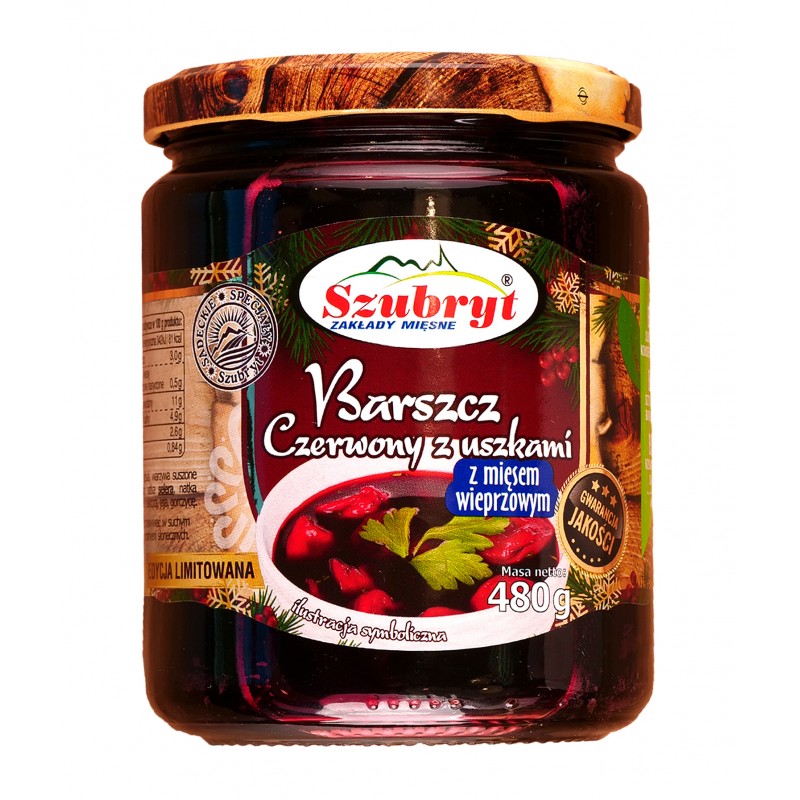 Barszcz czerw. z uszkami z MIĘSEM  Szubryt