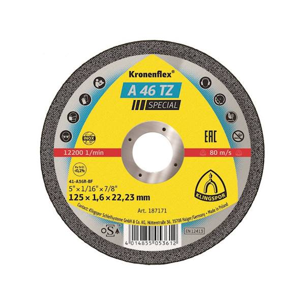 125 X 1,6 KLINGSPOR TARCZA A46TZ SPECIAL