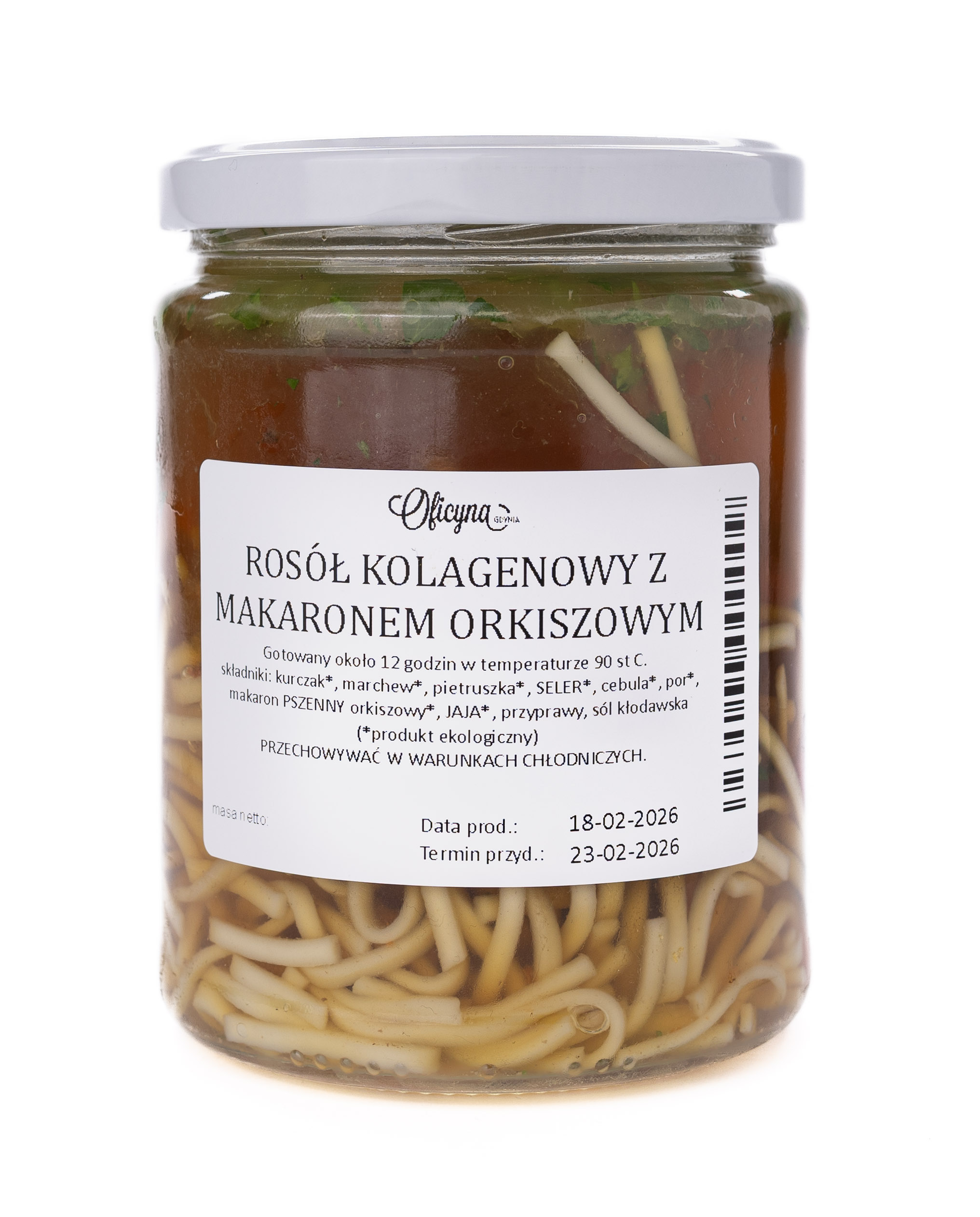 ROSÓŁ KOLAGENOWY Z MAKARONEM ORKISZOWYM 500ML