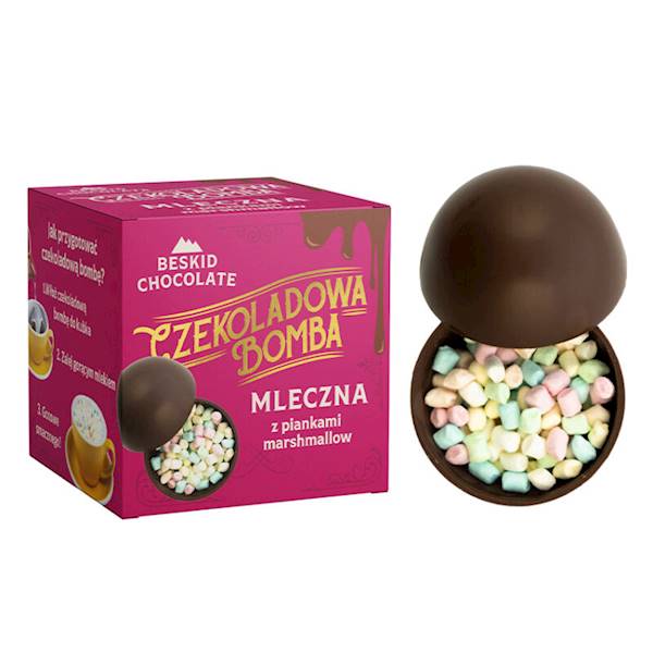 BOMBA CZEKOLADOWA DO PICIA MLECZNA Z PIANKAMI 50 G BESKID CHOCOLATE