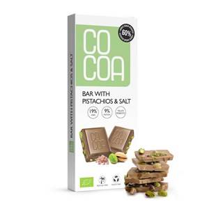 TABLICZKA Z PISTACJAMI I SOLĄ 60 % MNIEJ CUKRU BIO 40 g COCOA